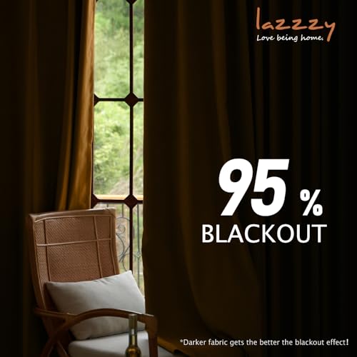 Image of Extra Long Golden Brown Curtains Back Tab 52x108 Inch 2 Panels | Blackout, Lined, Soft, For Tall Windows & High Ceilings, Light Shifting Texture, Elegant Luxury Drape, Rich, Rod Pocket