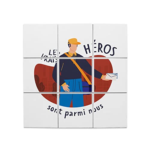 Carreaux céramique décoratifs pour masquer un mur abîmé motif Facteur Postier