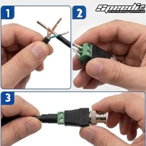 Image of Speedio BNC Connector Screw Type | BNC Male Screw Type For Camera, DVR, VCR, Surveillance System | Green - Pack of 10 Nos
