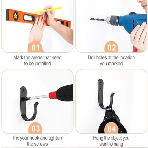 BaiBaoHui 10 Stück Wandhaken, Vintage Einzelhaken,garderobenhaken,Bademantelhaken, Kleiderhaken Wandhaken Schwarz Metall Haken, Schlafzimmer, Wohnzimmer,Badezimmer, Kleiderständer kleiderhaken