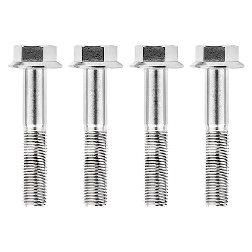 Image of Ti Screws M10 x 20 25 30 35 40 45 50 55 60 65 70 75 80 90 100mm 1.25 Pitch Titanium Flange Hex Bolt Pack of 4 (Silver, M10x55mm)