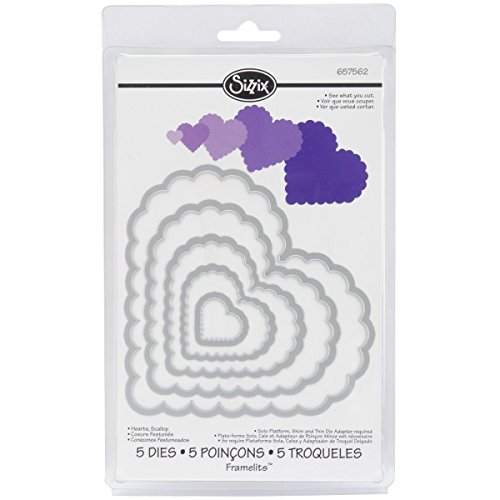 Sizzix Framelits Die Set 5/PK - Hearts, Scallop