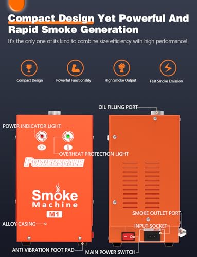PowerScale M1 Smoke Machine Automotive Leak Detector Built-in Air Pump,evap Smoke Machine Leak Tester 12V Car Pipe Vacuum Fuel Leakage Tester for All DC12V Vehicles