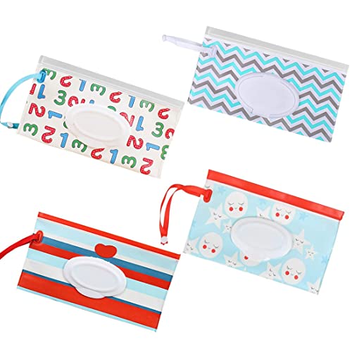 4 Piezas Funda Toallitas Bebe Dispensador de toallitas húmedas Reutilizable Bolsa para Toallitas Húmedas Bolsa toallitas bebe Estuche Bolsa para toallitas húmedas para toallitas húmedas para bebé
