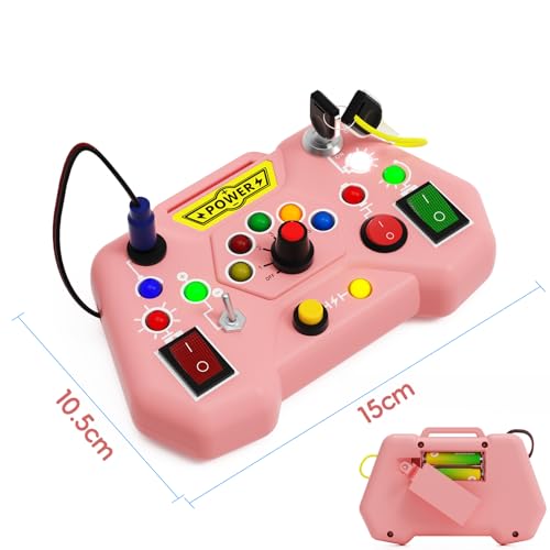 Image of Toddler Busy Board With LED Light - Baby Game Sensory Toy,Light Switches Montessori Toy for 3 Year Old，Kids Educational Learning Activities Toys,Easter Basket Stuffers Ideas for 3 4 5 6 Boys Girls