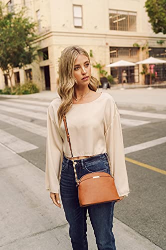 Image of FashionPuzzle Faux Leather Small Dome Crossbody Bag with Chain Strap