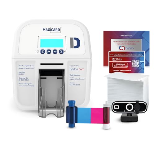 Bodno Magicard D Dual Sided ID Card Printer & Complete Supplies Package ID Software - Bronze Edition