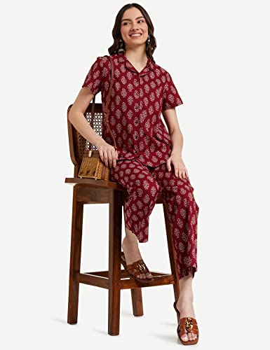 Amazon Brand - Myx Women's Cotton Shirt and Relaxed Pajama Set Night Suit Set - Image 3