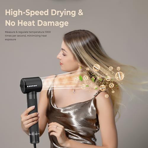 Image of Hair Dryer Brush 7 in ONE, Brush Blow Dryer with Diffuser,Powerful Blow Dryer Brush with Air Curler for Hair,Ionic Hot Air Brush Fast Dry, Volumize, Curls, Straight, Hair Styling Tools 100-120V