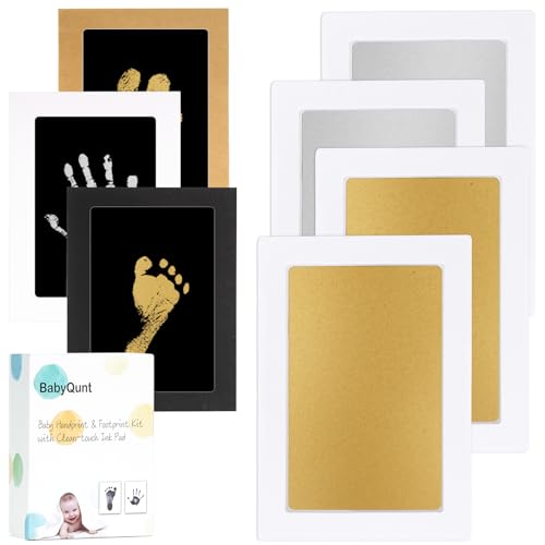 Image of BabyQunt Inkless Baby Hand and Footprint Kit,Clean-Touch Ink Pad Kit,Safe No Mess Printing Infant Hand Foot Stamp,4 Pack Newborn Inkless Print Pads Best Keepsake or Gifts for Family