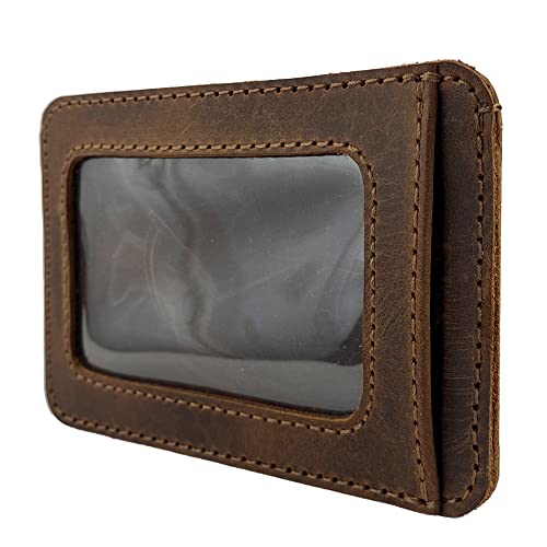Hide & Drink, Card Holder with ID Slot, Compact Storage for Cards & Cash, Front Pocket Wallet, Travel Accessories, Full Grain Leather, Handmade, Bourbon Brown3