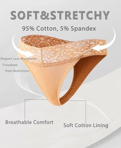 READY TO LOVE Cotton Underwear Women 9 Pack Soft Lace Thongs Sexy Lingerie | V-Waisted Low Rise T-Back Panties,Flattering Outfit for Women,Fitness Clothing,Comfort Travel Essentials,Chic Clothes — view 2