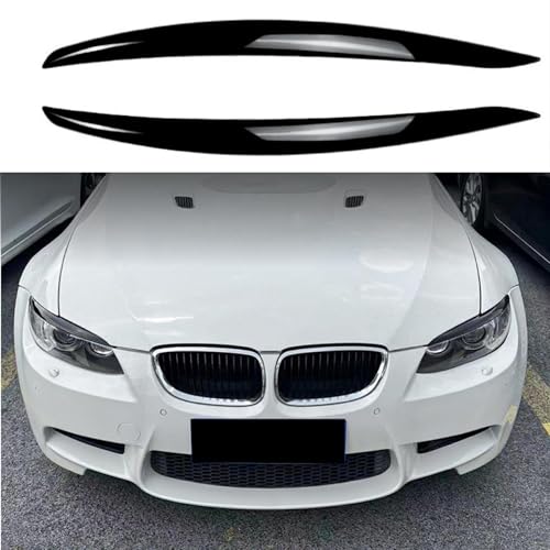 Car Headlight Eyebrow Trim Cover for BMW 3 Series E90 E92 E93 M3, 1 Pair Front Headlamp Eyebrow Eyelid Cover Sticker, Gloss Black Eyebrows Car Exterior Accessories Compatible 3 Series E90 E92 E93 M3