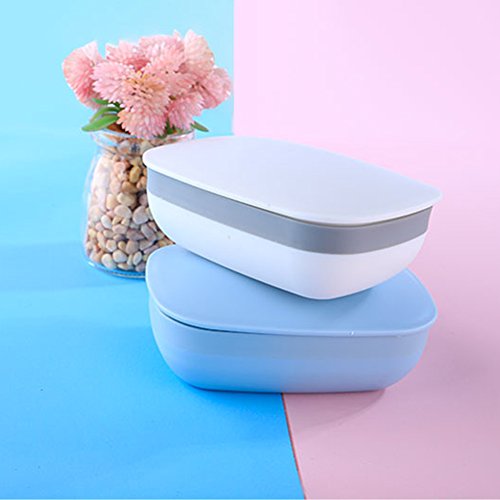 Snowkingdom 2 Pcs Travel Soap Case Box Holder With Strong Sealing, Portable Leak Proof - White & Blue Pack Of 2 #TOP1