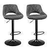 SONGMICS Barkruk, 2-delige set barstoelen, keukenstoelen met stevig metalen frame, stoelen met fluwelen bekleding…