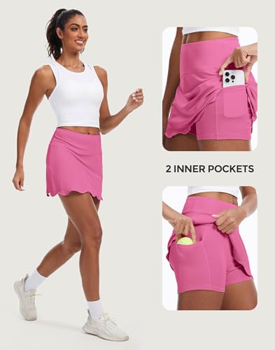 Image of M MOTEEPI 14 inch Scalloped Hem Skorts for Women with Pockets High Waisted Tennis Golf Athletic Skirt with Shorts 2026