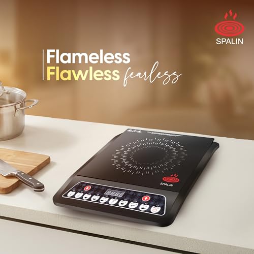 Image of A8 Induction Cooktop 2000W | Crystal Glass Top | Touch Control Panel | 5 Preset Cooking Modes | Fast Heating & Energy Efficient | (Black, Induction Touch Control Panel)