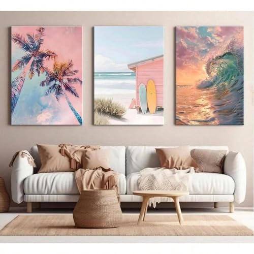 Affiche surf d'été pour salon preppy déco bord de mer 20x35cm