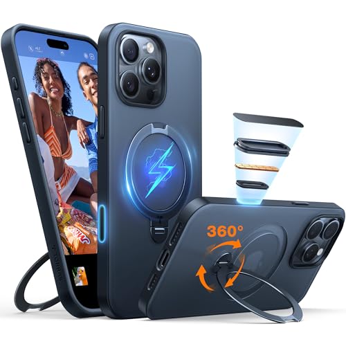 TORRAS 360 Spin for iPhone 16 Pro Case with Camera Control Button, Fit for MagSafe, Built-in Kickstand & Ring Holder, Mil-Grade Protective Camera Capt