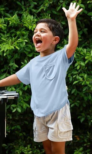 KOH KOH Kids 100% Cotton Short Sleeve Pocket Tee Toddler Boy Girl Top T-Shirt2