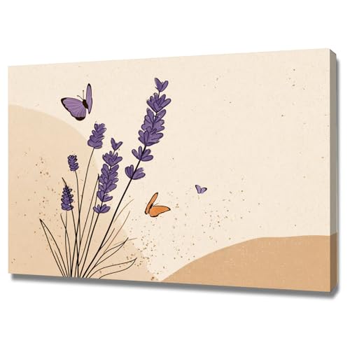 Affiche Botanique Vintage Papillons Lavande Violette Cadre Mural Salon Chambre 30x50cm
