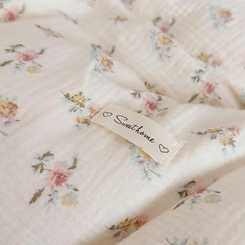 BuLuTu Cute Floral Print Toddler Duvet Cover Soft Muslin Cotton Duvet Covers for Kids Girls Bedding Comforter Protector, 60"x78", Azalea Print (No Pillowcases) - Thumbnail 6