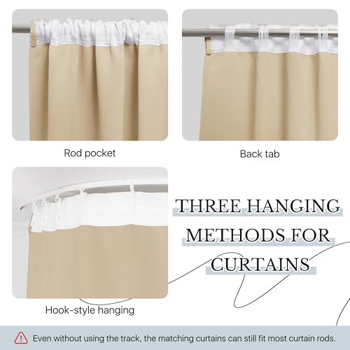 Image of RYB HOME Extra Wide Room Divider Curtains with Flexible Track, Blackout Floor to Ceiling Curtains with Hooks for Bedroom /Living Room /Basement Ceiling&Wall Mount, Biscotti Beige, W120 x L96, 1 Panel