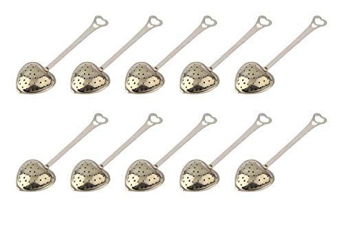 Gernal New 10pcs Heart Shaped Tea Infuser Spoon Strainer Stainless Steel Steeper Handle Shower
