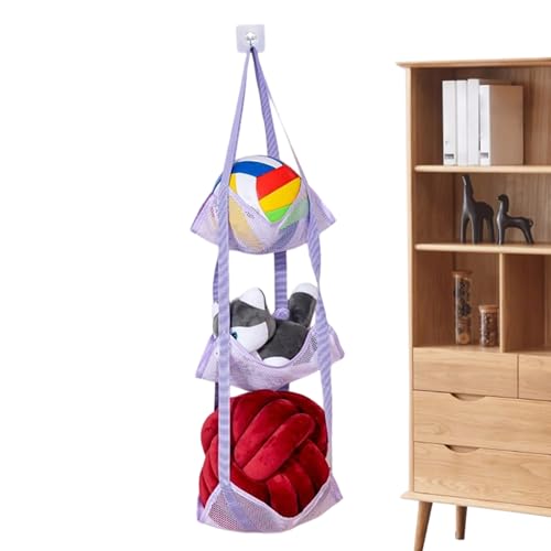 Soporte para bolas - Malla de almacenamiento que ahorra espacio - Soporte de baloncesto de pared Organizador Deportivo | Para Baloncesto, Fútbol, Voleibol, Peluchos, Juguetes, Almacenamiento En Casa