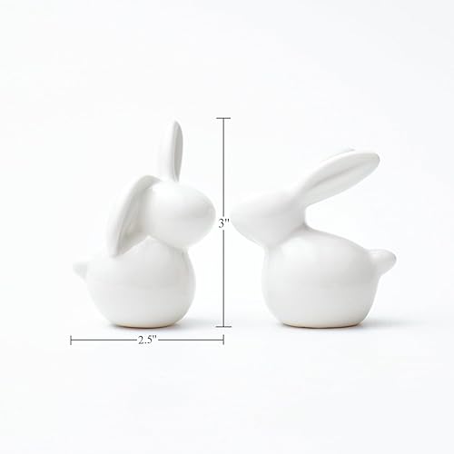 Miniatura 4 de EASIMECOR Figura de conejo de cerámica de conejo, conejito de cerámica, conejito de porcelana para decoración de Pascua, decoración de primavera,