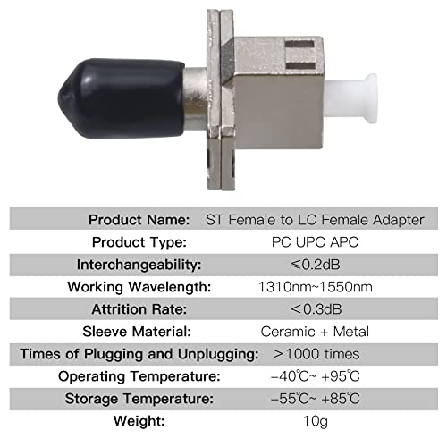 4 Pack Adaptador Óptico Híbrido Fibra ST/UPC a LC/UPC miniatura 2