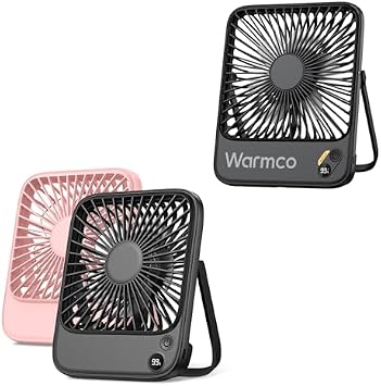 TOPK 2Pack Desk Fan Rechargeable K65 & Warmco 7-inch Battery Powered Fan 10000mAh D3