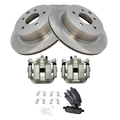 Image of TRQ Rear Brake Pad and Rotor Set Ceramic Calipers Compatible with 2003-2005 Infiniti G35 350Z