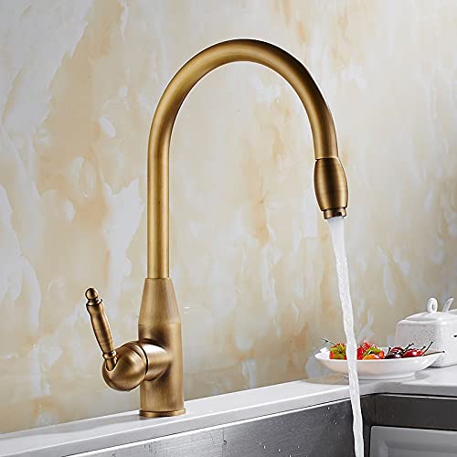 Mitigeur d'évier de cuisine en laiton bronze antique rétro chic - 2