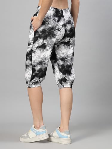 Image of UZARUS Women's Animal Print Tie-Dye Strechable Capri 3 /4th Shorts