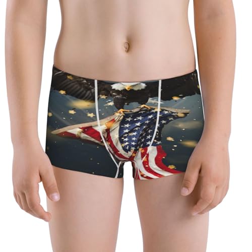 Boys' Cotton Boxer Brief Soft Underwear-North American Bald Eagle