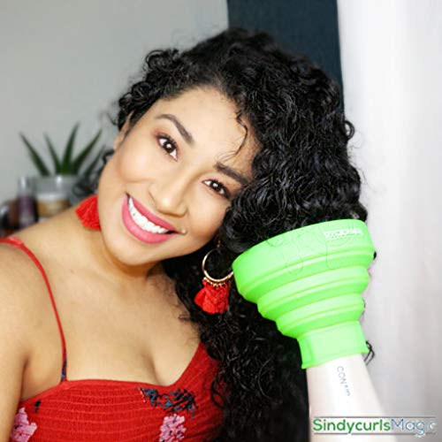 Collapsible Silicone Hair Diffuser Attachment- Sindycurlsmagic Lightweight Portable Travel Folding Silicone Diffuser; Fits Blow Dryers With Up To 2"Nozzle- Green #TOP3