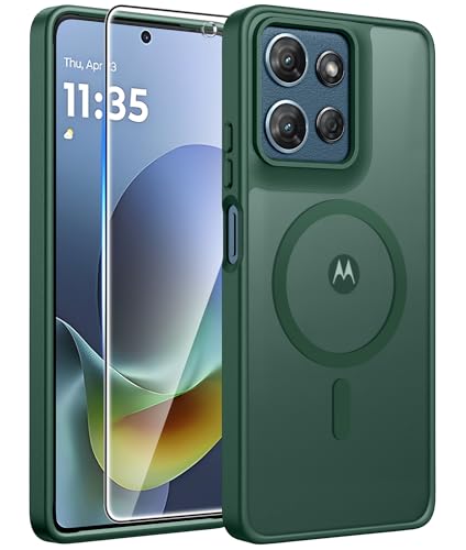 Image of FNTCASE for Moto G 2026 /2025 Case: Motorola Moto G Play 5G 2026 Case [Compatible with Magsafe] Translucent Matte Cases with [Screen Protector] Military Grade Shockproof Protective Phone Cover -Green