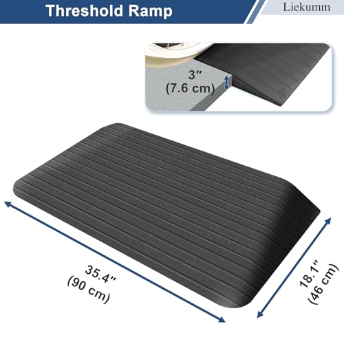 LIEKUMM 3" Rise Rubber Curb Ramp, 2200 lbs Heavy Duty Curb Ramps for Driveway, Non-Slip Threshold Ramp for Doorways and Garage by LIEKUMM - Image 2