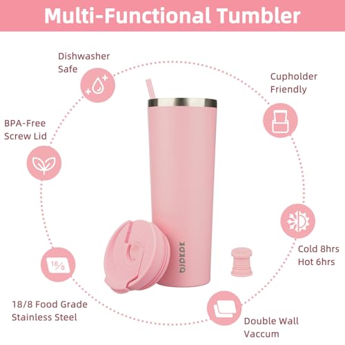 Image of BJPKPK 30 oz Coffee Tumbler with Straw, Insulated Stainless Steel Cup