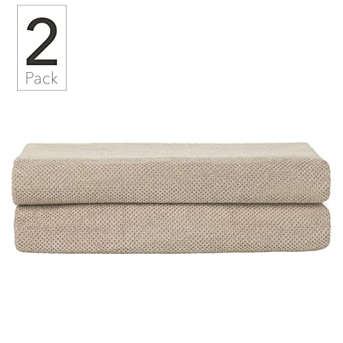 Nate Home By Nate Berkus 100% Cotton Textured Rice Weave Bath Sheet Towel Set Of 2 | Soft And Absorbent Solid Bathroom Towels From Mdesign - Set Of 2, Fossil (Beige) #TOP1