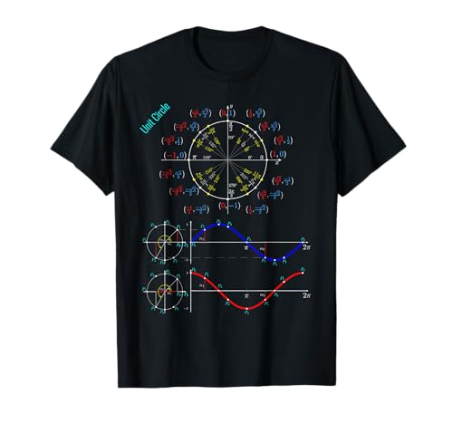 Unit Circle with Pi, Sine & Cosine for Maths & Physics Fans T-Shirt