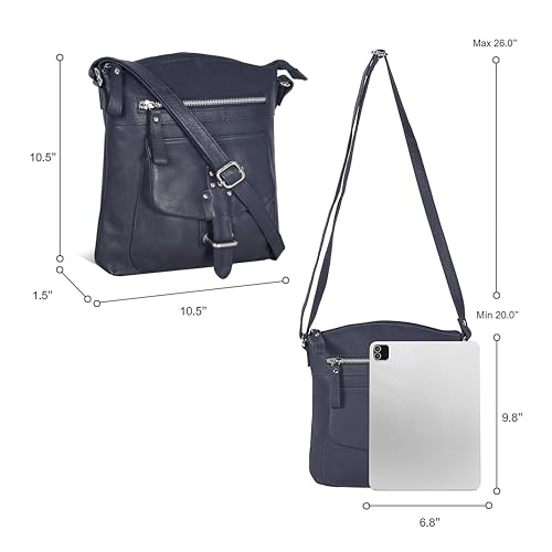Image of Oak Leathers Leather Crossbody Bag For Women With Adjustable Sling Strap - Medium Size Crossover Shoulder Handbag Purse