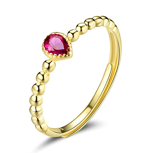 Bague rubis mariage cadeau idéal avec gemme rouge en forme de larme