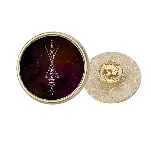 Broche ronde en métal doré extraterrestre géométrique M pour look cosmique unique