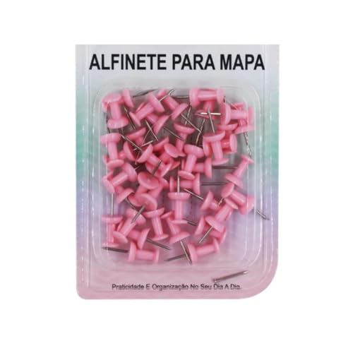 Alfinetes Para Mapas Tachinhas Tipo Taça 23mm 35 Unidades Tom Pastel (Rosa)