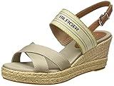 Tommy Hilfiger Damen TH Artisanal MID Wedge Flache Sandale, beige, 39 EU
