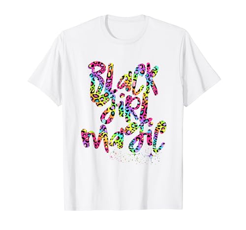Rainbow Leopard Black Girl Magic Melanin Black Queen Woman Camiseta