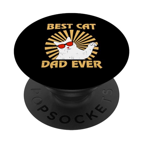 Funny cat dad design cat lovers kittens PopSockets Swappable PopGrip, Black