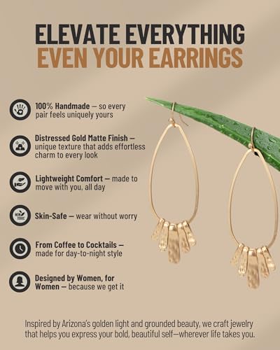 Handmade Boho Hammered Teardrop Earrings Jewelry with 5 Bars for Women4